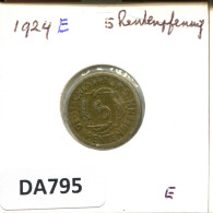 5 RENTENPFENNIG 1924 E ALEMANIA Moneda GERMANY #DA795.E - 5 Renten- & 5 Reichspfennig