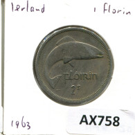 1 FLORIN 1963 IRLANDA IRELAND Moneda #AX758.E - Irlande