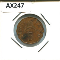 5 SENTI 1972 TANZANIA Moneda #AX247.E - Tanzanía