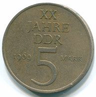 5 MARK 1969 20TH ANNIVERSARY DDR EAST ALLEMAGNE Pièce GERMANY #DE10004.3.F - 5 Mark