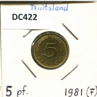 5 PFENNIG 1981 F WEST & UNIFIED GERMANY Coin #DC422.U - 5 Pfennig