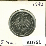 2 DM 1983 F K.SCHUMACHER WEST & UNIFIED GERMANY Coin #AU751.U - 2 Mark