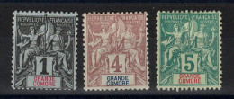 Grande Comore - YV 1 / 3 / 4 N* MH , Cote 12 Euros - Unused Stamps