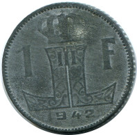 1 FRANC 1942 BELGIQUE-BELGIE BELGIUM Coin #BA708.U - 1 Franc