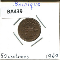 50 CENTIMES 1969 FRENCH Text BELGIUM Coin #BA439.U - 50 Cents