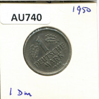 1 DM 1950 J WEST & UNIFIED GERMANY Coin #AU740.U - 1 Mark