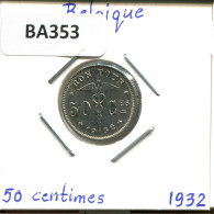 50 CENTIMES 1932 Französisch Text BELGIEN BELGIUM Münze #BA353.D - 50 Centimes