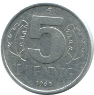 5 PFENNIG 1968 A DDR EAST DEUTSCHLAND Münze GERMANY #AE016.D - 5 Pfennig