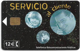 Spain - Telefonica - Servicio Al Cliente - P-493 - 01.2002, 12€, 21.200ex, Used - Emissions Privées
