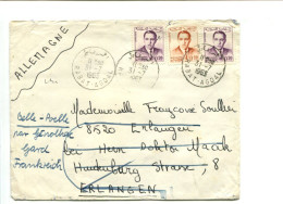 MAROC - 1963 Affranchissement Sur Lettre Pour L'Allemagne Avec Réexpédition Pour La France - Marokko (1956-...)