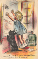 Germaine BOURET * CPA Illustrateur Bouret * éditeur M.D. Paris * Enfant Chien Dog Cage Oiseau Lettre - Bouret, Germaine