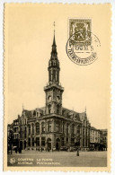 Belgium 1936 Postcard Courtrai / Kortrijk, La Poste / Postkantoor; Scott 267 - 10c. Coat Of Arms - Kortrijk