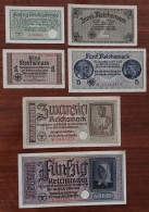 Duitsland Complete Serie Reichskreditkassenscheinen Bezette Gebieden (6 Stuks) - Tweede Wereldoorlog