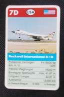 Trading Card - ( 6 X 9,2 Cm ) Avion / Plane - Rockwell International B-1B - USA - N°7D - Motores