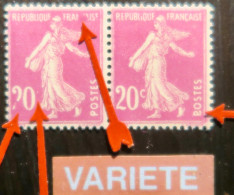 LP3137/188 - 1924/1926 - TYPE SEMEUSE (PAIRE) N°190 + N°190f NEUFS** - VARIETE >>> Sans " C " à 20c + " 2 " Amputé Etc.. - Unused Stamps