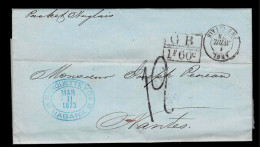 1873 HAVANA HABANA CUBA LONDON NANTES FRANCE PARIS BORDEAUX ANGL. AMB. CALAIS G B 1F60c 4 AVRIL - Préphilatélie