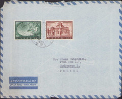 Postal Stationery Envelope From Grece To Poland, Athens Monumentsby Air Mail Par Avion / P48 - Entiers Postaux