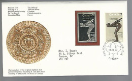 58030)  Canada Royal Mint Metal Stamp Olympiade Ottawa Postmark Cancel 1977  - Pochettes Postales Annuelles