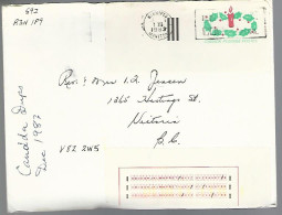 58042)  Canada Christmas Labels Postmark Cancel 1984 - Brieven En Documenten