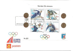 Norway Norge 1991  1994 Winter Olympics, Lillehammer - Olympiatoppen Posten   FDC - Briefe U. Dokumente