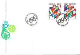 Norway Norge 1994 Winter Olympics, Lillehammer -  Flags Mi 1149 - 1150  Special Cover Cancelled 27.2.94 - Briefe U. Dokumente