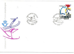 Norway Norge 1994 Winter Olympics, Lillehammer -  Flags Mi 1148 Special Cover Combined Ski Cancelled Lillehammer18.2.94 - Lettres & Documents