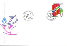 Norway Norge 1994 Winter Olympics, Lillehammer -  Flags Mi 1147  Special Cover Slalom Cancelled Fåvang 13.2.94 - Briefe U. Dokumente