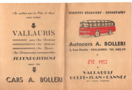 Autocars BOLLERI à VALLAURIS, Services Réguliers, Excursions, Golfe JUAN CANNES, Horaires, Cars, Transport - Programmes