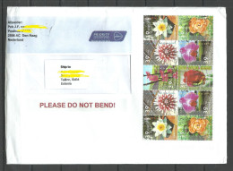 NEDERLAND Netherlands Air Mail Cover To Estonia Flowers Blumen NB! Block Of 10 At Back Side In Not Cancelled - Lettres & Documents