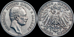 Germany Sachsen Friedrich August 3 Mark 1912E - 2, 3 & 5 Mark Plata