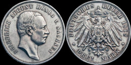 Germany Sachsen Friedrich August 3 Mark 1912E - 2, 3 & 5 Mark Argent