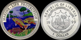 Liberia 1 Dollar 1999- Marine-life Protection Proof In Plastic Capsule - Liberia