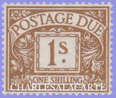 GREAT BRITAIN 1951  GEORGE VI  POSTAGE DUE  1s.. OCHRE  S.G. D 39  U.M. - Portomarken