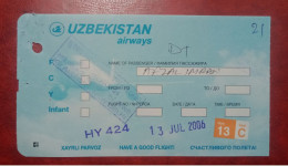 UZBEKISTAN AIRWAYS AIRLINES PASSENGER BOARDING PASS ECONOMY CLASS - Instapkaart