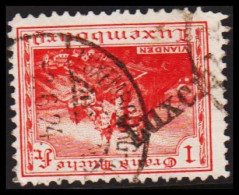 1921. LUXEMBOURG. Schloss Vianden 1 Fr With Very Unusual Line Cancel Luxembourg.  (Michel 134) - JF532648 - Usati