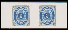 1886. Official Reprint. Bi-coloured Skilling. 2 Sk. Gray/blue Pair With Normal And I... (Michel 16 I + II ND) - JF532957 - Unused Stamps