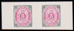 1886. Official Reprint. Bi-coloured Skilling. 3 Sk. Gray/lilac Pair With Right And I... (Michel 17 I + II ND) - JF532958 - Unused Stamps