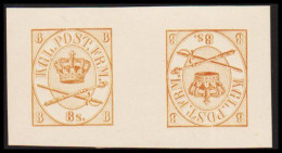 1886. Official Reprint. Large Oval Type. 8 Sk. Yellow Brown Tête Bêche Pair. (Michel 14 ND) - JF532965 - Ungebraucht