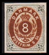 1886. Official Reprint. Bi-coloured Skilling. 8 Sk. Gray/brown Inverted Frame. Yellowish... (Michel 19 II ND) - JF532974 - Unused Stamps