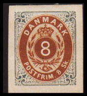 1886. Official Reprint. Bi-coloured Skilling. 8 Sk. Gray/brown Inverted Frame. Yellowish... (Michel 19 II ND) - JF532975 - Ongebruikt