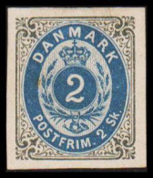 1886. Official Reprint. Bi-coloured Skilling. 2 Sk. Gray/blue Inverted Frame. Yellowish ... (Michel 16 II ND) - JF532979 - Unused Stamps