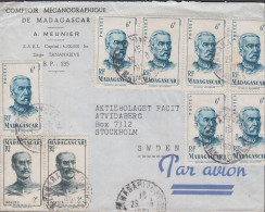 1951. Madagascar.  PAR AVION Cover To Sweden With Pair 2 F + 7 Ex 6 F General Duchesne Cancelled TANANARIV... - JF439879 - Brieven En Documenten
