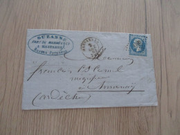 Collection Basses Pyrénées Lettre France Napoléon Hasparen 02/10/1862   Pour Annonay Ardèche - 1863-1870 Napoléon III Con Laureles