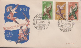 1957. IFNI. Beautiful FDC With Complete Set Birds Cancelled First Day Of Issue 1. JUN. 57... (MICHEL 164-166) - JF440045 - Ifni