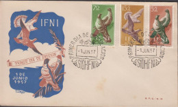 1957. IFNI. Beautiful FDC With Complete Set Birds Cancelled First Day Of Issue 1. JUN. 57... (MICHEL 164-166) - JF440046 - Ifni