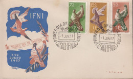1957. IFNI. Beautiful FDC With Complete Set Birds Cancelled First Day Of Issue 1. JUN. 57... (MICHEL 164-166) - JF440048 - Ifni
