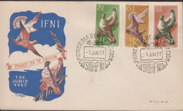1957. IFNI. Beautiful FDC With Complete Set Birds Cancelled First Day Of Issue 1. JUN. 57... (MICHEL 164-166) - JF440049 - Ifni