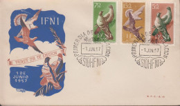 1957. IFNI. Beautiful FDC With Complete Set Birds Cancelled First Day Of Issue 1. JUN. 57... (MICHEL 164-166) - JF440050 - Ifni