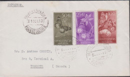 1960. GUINEA ESPANOLA. Interesting Cover To Canada With Complete Set Butterflyes Cancelle... (michel 353-355) - JF440054 - Guinea Española