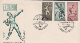1959. IFNI. Beautiful FDC With Complete Set Sport (football) Cancelled First Day Of Issue... (MICHEL 185-187) - JF440057 - Ifni